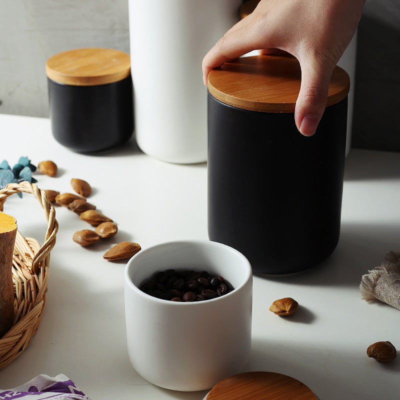 Modern Kitchen Canister with Air Tight Wood Lid