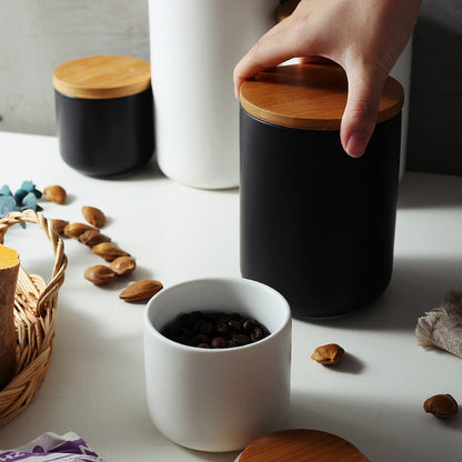 Modern Kitchen Canister with Air Tight Wood Lid