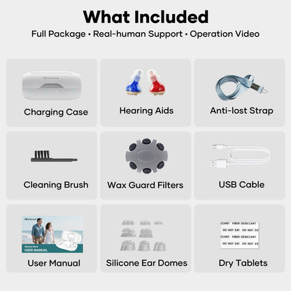 Nova Hearing Aids for Seniors Adults: Superior Sound Quality - Smart Noise Cancelling - No Feedback - 1.5Hrs Charging for 100Hrs Working - Come with Anti-Lost Lanyard - Over-the-Counter