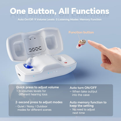 Nova Hearing Aids for Seniors Adults: Superior Sound Quality - Smart Noise Cancelling - No Feedback - 1.5Hrs Charging for 100Hrs Working - Come with Anti-Lost Lanyard - Over-the-Counter