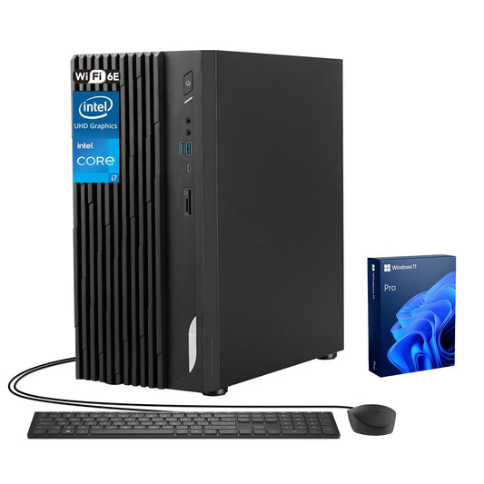 MSI PRO DP180 Business Tower Desktop, Intel i7-13700, 32GB RAM, 1TB SSD, Support 2-Display 4K, HDMI, SD Card Reader, DP Port, DVD-RW, VGA, Wired Keyboard & Mouse, Wi-Fi 6E, Windows 11 Pro