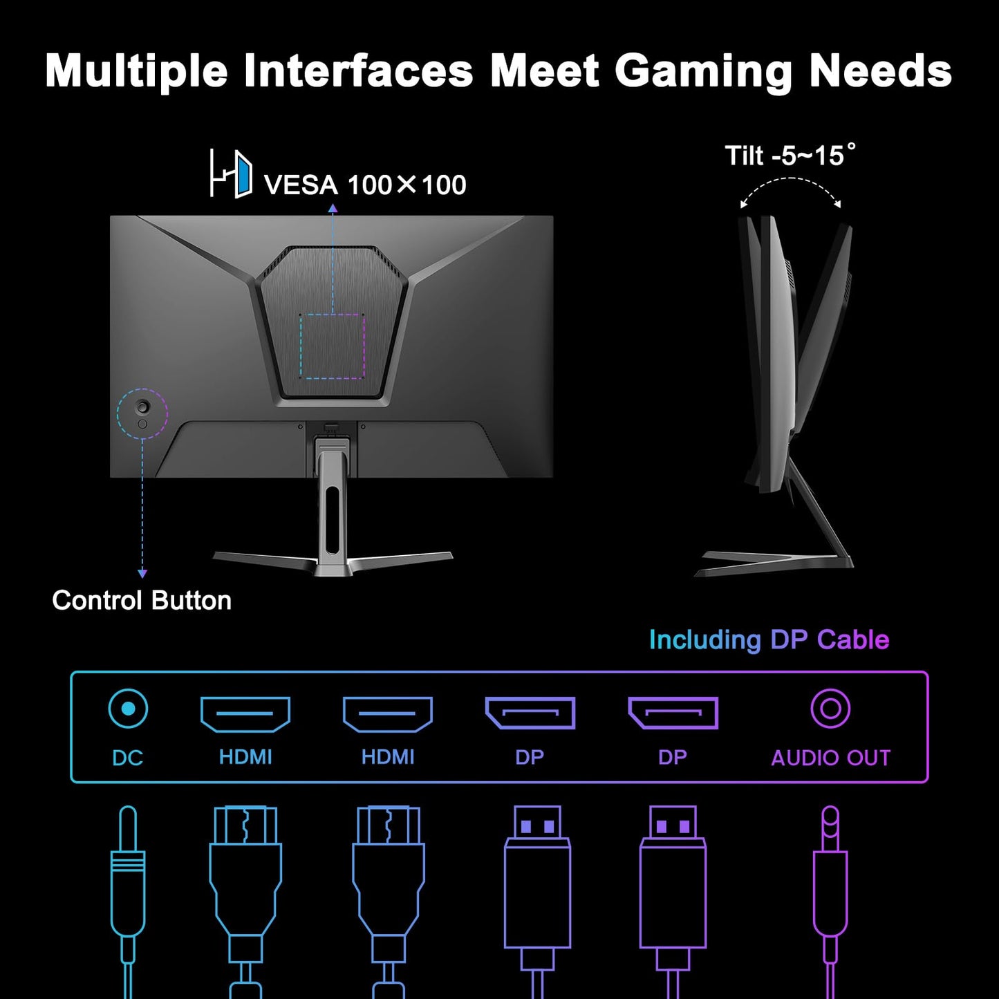 SANSUI 27 Inch Curved Gaming Monitor 180Hz 1ms with Speakers FHD 1080P Computer Monitor FreeSync|1500R|130% sRGB|HDR|Low Blue Light|HDMI DP Ports|VESA Mount|Metal Stand(ES-G27C1 HDMI Cable Incl.)