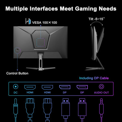 SANSUI 27 Inch Curved Gaming Monitor 180Hz 1ms with Speakers FHD 1080P Computer Monitor FreeSync|1500R|130% sRGB|HDR|Low Blue Light|HDMI DP Ports|VESA Mount|Metal Stand(ES-G27C1 HDMI Cable Incl.)
