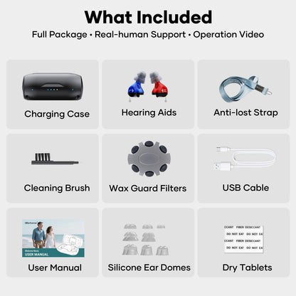 Nova Hearing Aids for Seniors Adults: Superior Sound Quality - Smart Noise Cancelling - No Feedback - 1.5Hrs Charging for 100Hrs Working - Come with Anti-Lost Lanyard - Over-the-Counter