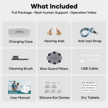 Nova Hearing Aids for Seniors Adults: Superior Sound Quality - Smart Noise Cancelling - No Feedback - 1.5Hrs Charging for 100Hrs Working - Come with Anti-Lost Lanyard - Over-the-Counter