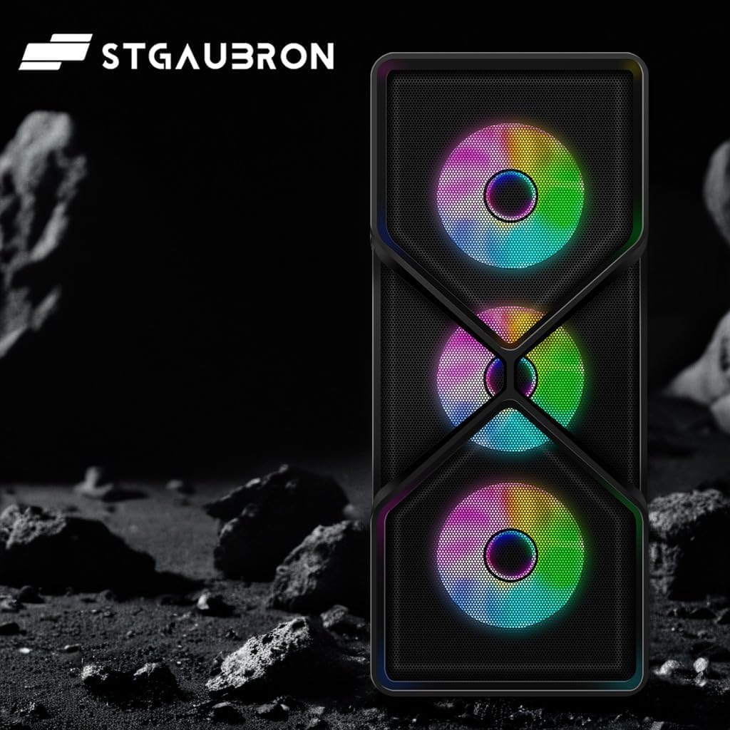 STGAubron Gaming PC Computer Desktop, Intel Core i7 8th Gen up to 4.1G, GeForce RTX 3050 6G, 16G DDR4, 512G SSD, WiFi 6, BT 5.2, RGB Fan x4, Windows 11 Home