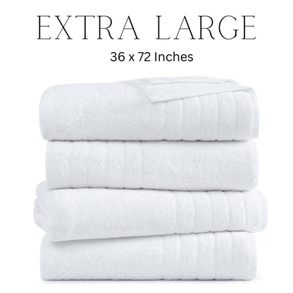 Casa Platino 100% Cotton 2 Pack Bath Towels (30"x60") - Ring Spun Cotton - Large Towels for Bathroom - Quick Drying, Highly Soft & Absorbent Shower Towel Set - Hotel & Spa Quality - White Towel Set