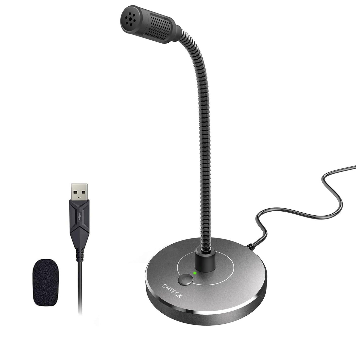 CMTECK USB Computer Microphone, Microphone for pc with RGB Light, Mute Function, Noise-Cancelling Recording Desktop Mic for Laptop for Online Chatting, Home Studio, Podcasting, Gaming, Skype, YouTube