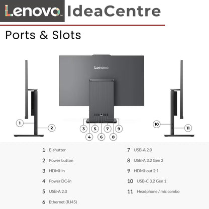 Lenovo IdeaCentre I Gen 9 27" Business All-in-One Desktop, 27" FHD 100Hz Touchscreen, Intel Core i7-13620H, 32GB DDR5 RAM, 1TB SSD, Wi-Fi 6, Windows 11 Pro, Grey + with A-Data 512 External SSD Bundle