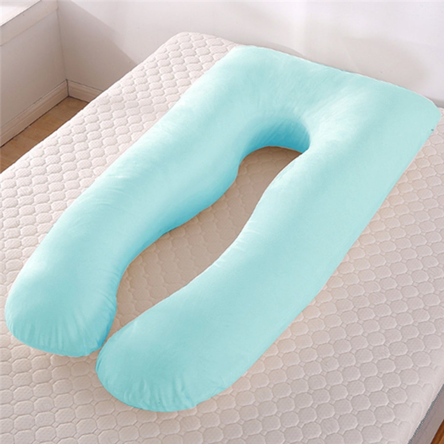 U-Shaped Pregnancy Pillow – Cooling Ice Silk & Cotton Maternity Body Pillow | 130x70cm | 4 Colors