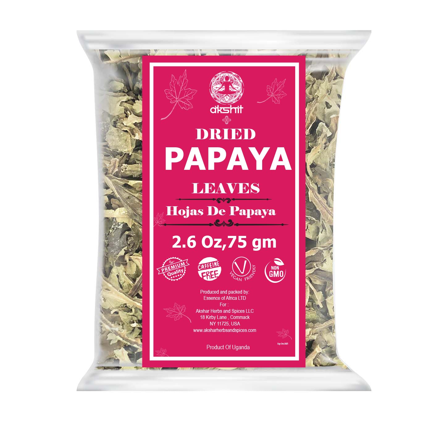 Akshit Moringa Leaves, 2.6oz, Dried From Fresh MoringaOleifera Leaves, Hojas De Moringa Secas, Loose Leaf Tea, Drumstick Tree Leaf, Non-GMO
