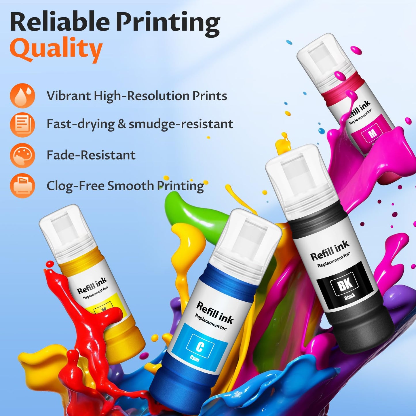 Compatible for EPT522 Ink Refill Bottles Replacement for ET-2800 ET-2400