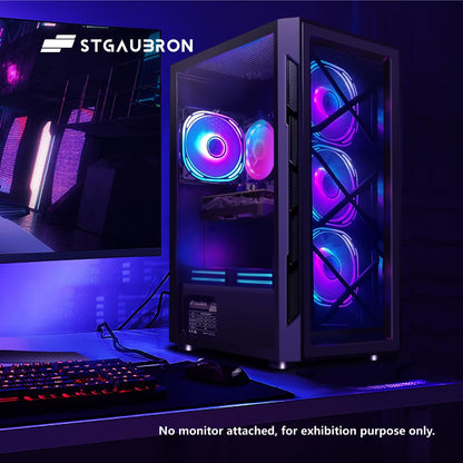 STGAubron RGB Desktop PC Computer, AMD Ryzen 5 3400G up to 4.2GHz, 16G DDR4, 512G SSD, WiFi 6 & BT 5.2, RGB Fan x6, RGB Keyboard & Mouse, Windows 11 Home