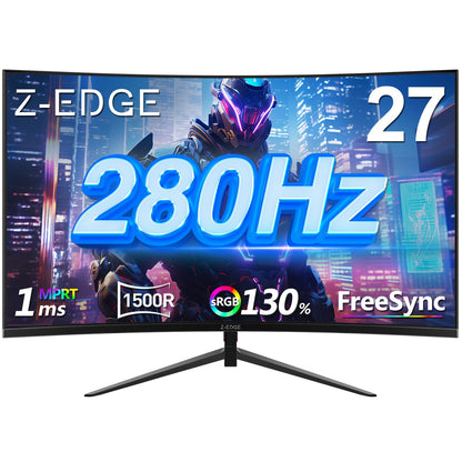 Curved Gaming Monitor Z-Edge 34", WQHD 1440P 240Hz 165Hz Computer Monitor, MPRT 1ms, 21:9 Aspect Ratio, 1500R，16.7M Colors, 4000:1 Contrast, AG34P Edgeless, Height Adjustable 2X DP and 2X HDMI