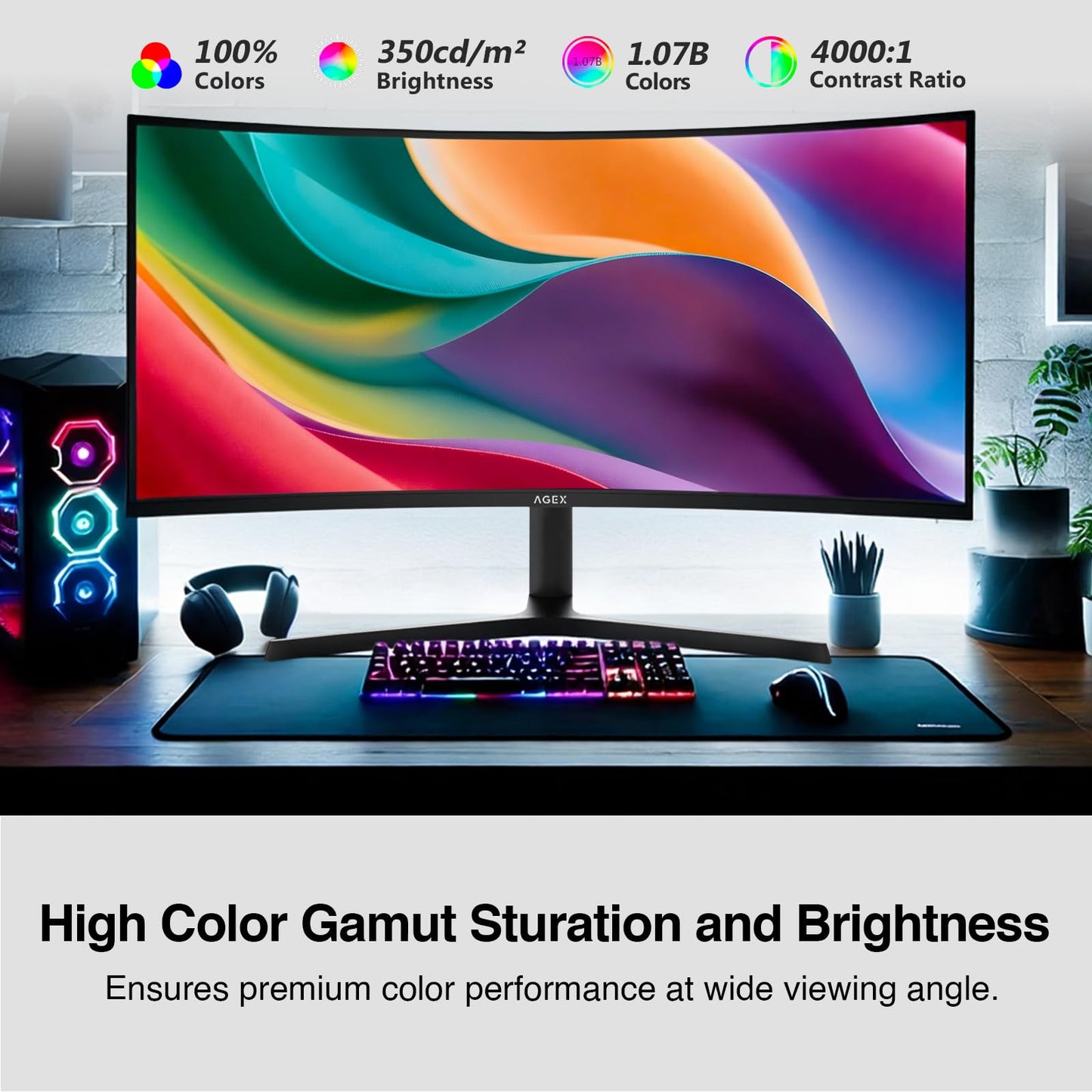Curved Gaming Monitor Z-Edge 34", WQHD 1440P 240Hz 165Hz Computer Monitor, MPRT 1ms, 21:9 Aspect Ratio, 1500R，16.7M Colors, 4000:1 Contrast, AG34P Edgeless, Height Adjustable 2X DP and 2X HDMI