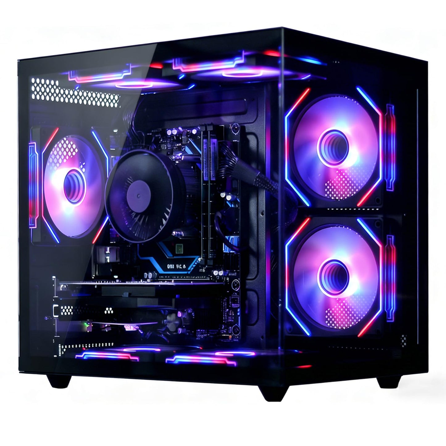 suevery Prebuilt Gaming PC Desktop, Ryzen 7 5700X (8-Core/16-Thread, Up to 4.6GHz), RTX 3050 6GB, 16GB DDR4 RAM, 512GB NVMe SSD, WiFi6, 4K Editing Streaming VR,High End Computer Tower White