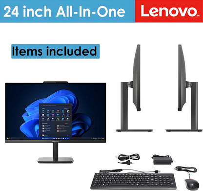 Lenovo 24 All-in-One Desktop Computer for Home Office, Intel Processor, 23.8" FHD AIO, WiFi 6, Bluetooth 5.2, RJ-45, HDMI, Keyboard & Mouse - 32GB RAM, 1TB PCIe SSD