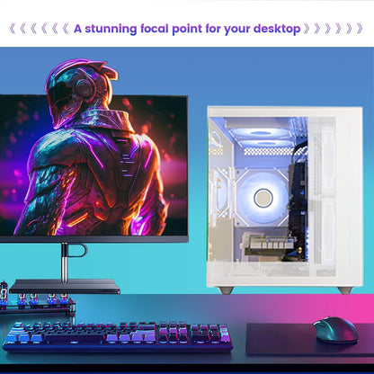 suevery Prebuilt Gaming PC Desktop, Ryzen 7 5700X (8-Core/16-Thread, Up to 4.6GHz), RTX 3050 6GB, 16GB DDR4 RAM, 512GB NVMe SSD, WiFi6, 4K Editing Streaming VR,High End Computer Tower White