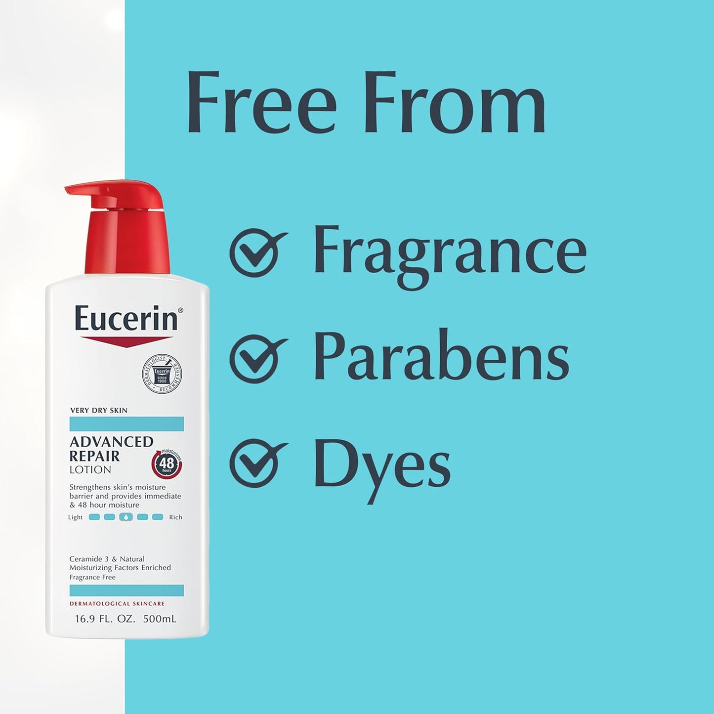 Eucerin Advanced Repair Body Cream, Urea Enriched, Unscented Body Cream for Dry Skin With Triple Moisturizing Complex, 8 OZ Tube