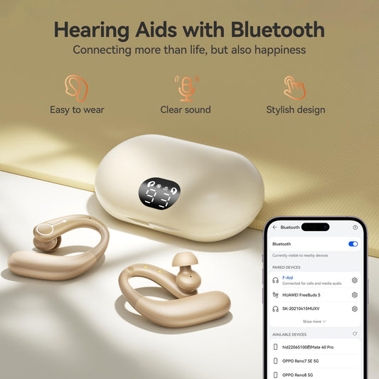 Hearing Aids, Hearing Aids for Seniors with Automatic Noise Cancelling for the Hearing Loss, Rechargeable Bluetooth Hearing Amplifiers with APP Volume Control, Premium Comfort Design and Wear