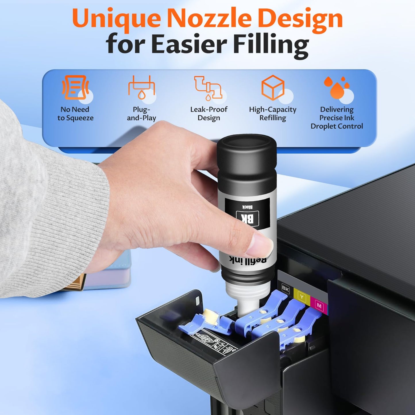 Compatible for EPT522 Ink Refill Bottles Replacement for ET-2800 ET-2400