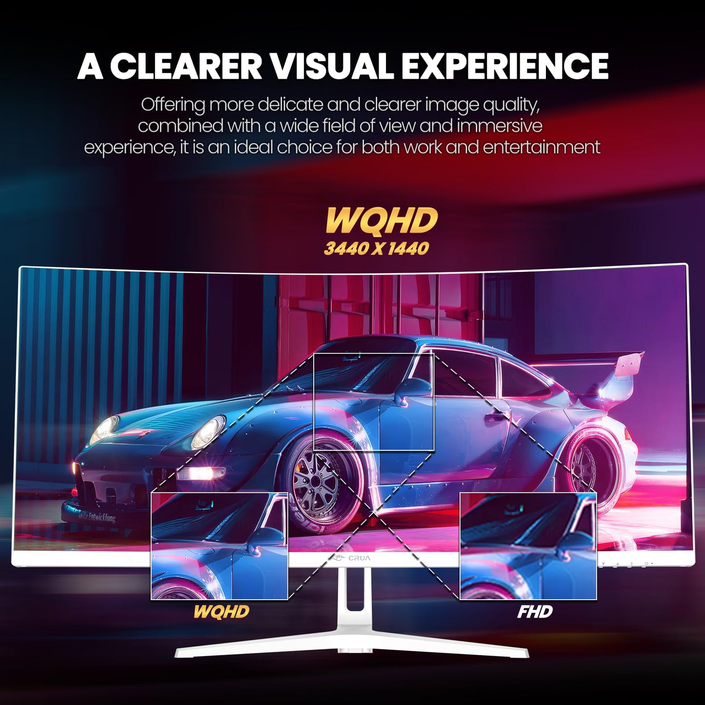 CRUA 45" Curved Gaming Monitor, 240Hz DQHD 5120×1440 UltraWide 32:9 VA Screen Computer Monitors, 120% sRGB,1500R, AMD FreeSync Compatible, Built-in Speakers, HDMI 2.1 & DP 1.4, Wall Mountable – Black