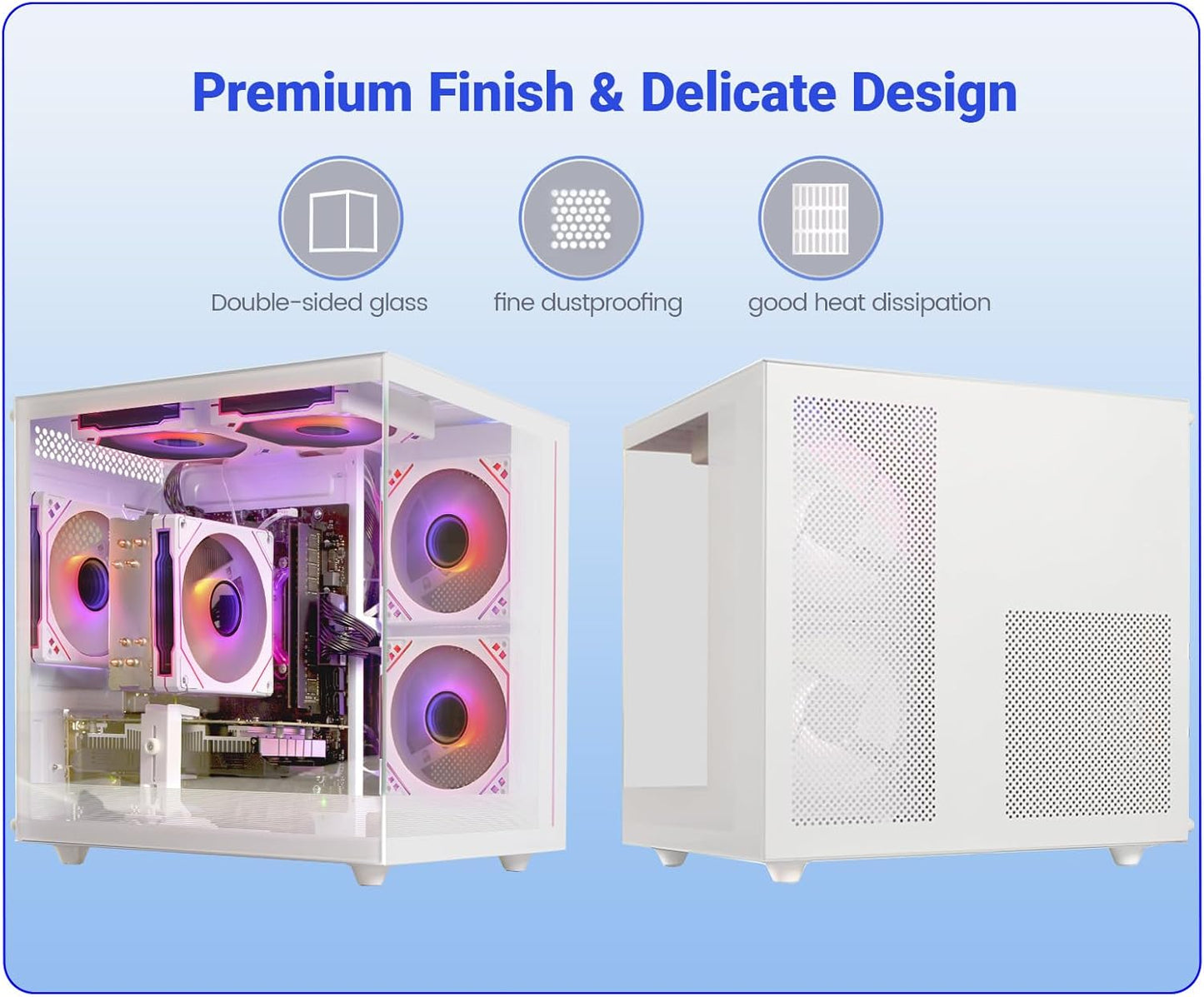 suevery Prebuilt Gaming PC Desktop, Ryzen 7 5700X (8-Core/16-Thread, Up to 4.6GHz), RTX 3050 6GB, 16GB DDR4 RAM, 512GB NVMe SSD, WiFi6, 4K Editing Streaming VR,High End Computer Tower White