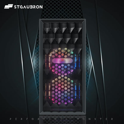 STGAubron RGB Desktop PC Computer, AMD Ryzen 5 3400G up to 4.2GHz, 16G DDR4, 512G SSD, WiFi 6 & BT 5.2, RGB Fan x6, RGB Keyboard & Mouse, Windows 11 Home