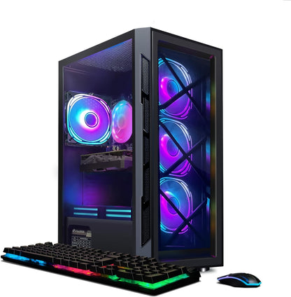 STGAubron RGB Desktop PC Computer, AMD Ryzen 5 3400G up to 4.2GHz, 16G DDR4, 512G SSD, WiFi 6 & BT 5.2, RGB Fan x6, RGB Keyboard & Mouse, Windows 11 Home