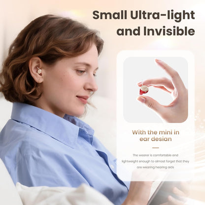 OTC Rechargeable Digital Hearing Aids for Seniors Adults | In-Ear Discreet Design, No Bluetooth Needed, Automatic Noise Cancellation, 6 Volume Levels, 4 Scene Modes, 60H Long Battery