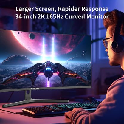SANSUI 27 Inch Curved 240Hz Gaming Monitor FHD 1080P, 1500R Curve Computer Monitor, 130% sRGB, 4000:1 Contrast, HDR, FreeSync, MPRT 1Ms, Low Blue Light, HDMI DP Ports, Metal Stand, DP Cable Incl.