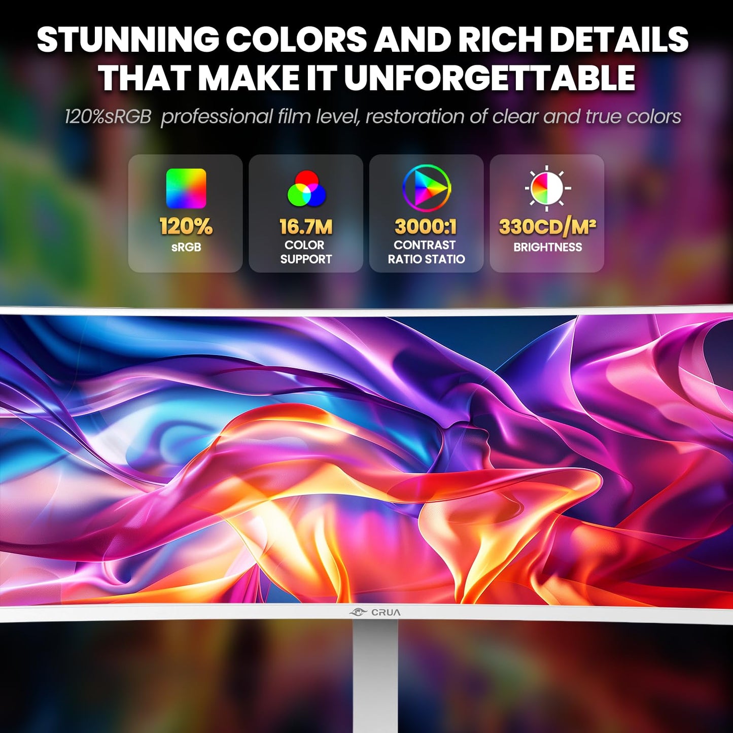 CRUA 45" Curved Gaming Monitor, 240Hz DQHD 5120×1440 UltraWide 32:9 VA Screen Computer Monitors, 120% sRGB,1500R, AMD FreeSync Compatible, Built-in Speakers, HDMI 2.1 & DP 1.4, Wall Mountable – Black