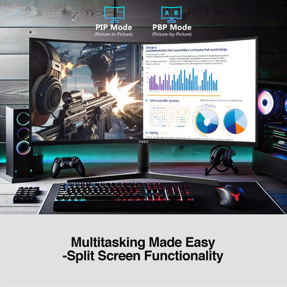 Curved Gaming Monitor Z-Edge 34", WQHD 1440P 240Hz 165Hz Computer Monitor, MPRT 1ms, 21:9 Aspect Ratio, 1500R，16.7M Colors, 4000:1 Contrast, AG34P Edgeless, Height Adjustable 2X DP and 2X HDMI