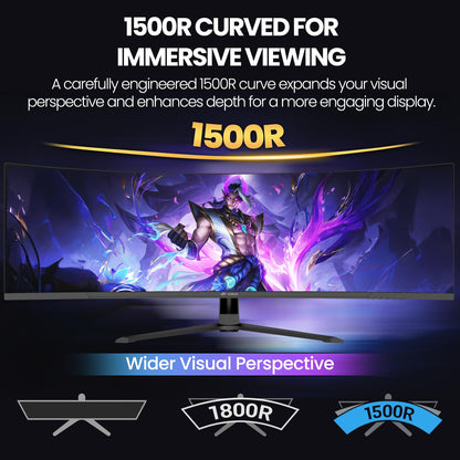 CRUA 45" Curved Gaming Monitor, 240Hz DQHD 5120×1440 UltraWide 32:9 VA Screen Computer Monitors, 120% sRGB,1500R, AMD FreeSync Compatible, Built-in Speakers, HDMI 2.1 & DP 1.4, Wall Mountable – Black