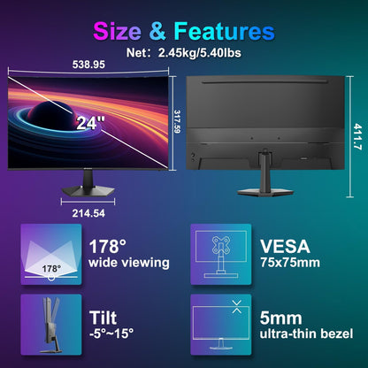 SANSUI 27 Inch Curved Gaming Monitor 180Hz 1ms with Speakers FHD 1080P Computer Monitor FreeSync|1500R|130% sRGB|HDR|Low Blue Light|HDMI DP Ports|VESA Mount|Metal Stand(ES-G27C1 HDMI Cable Incl.)