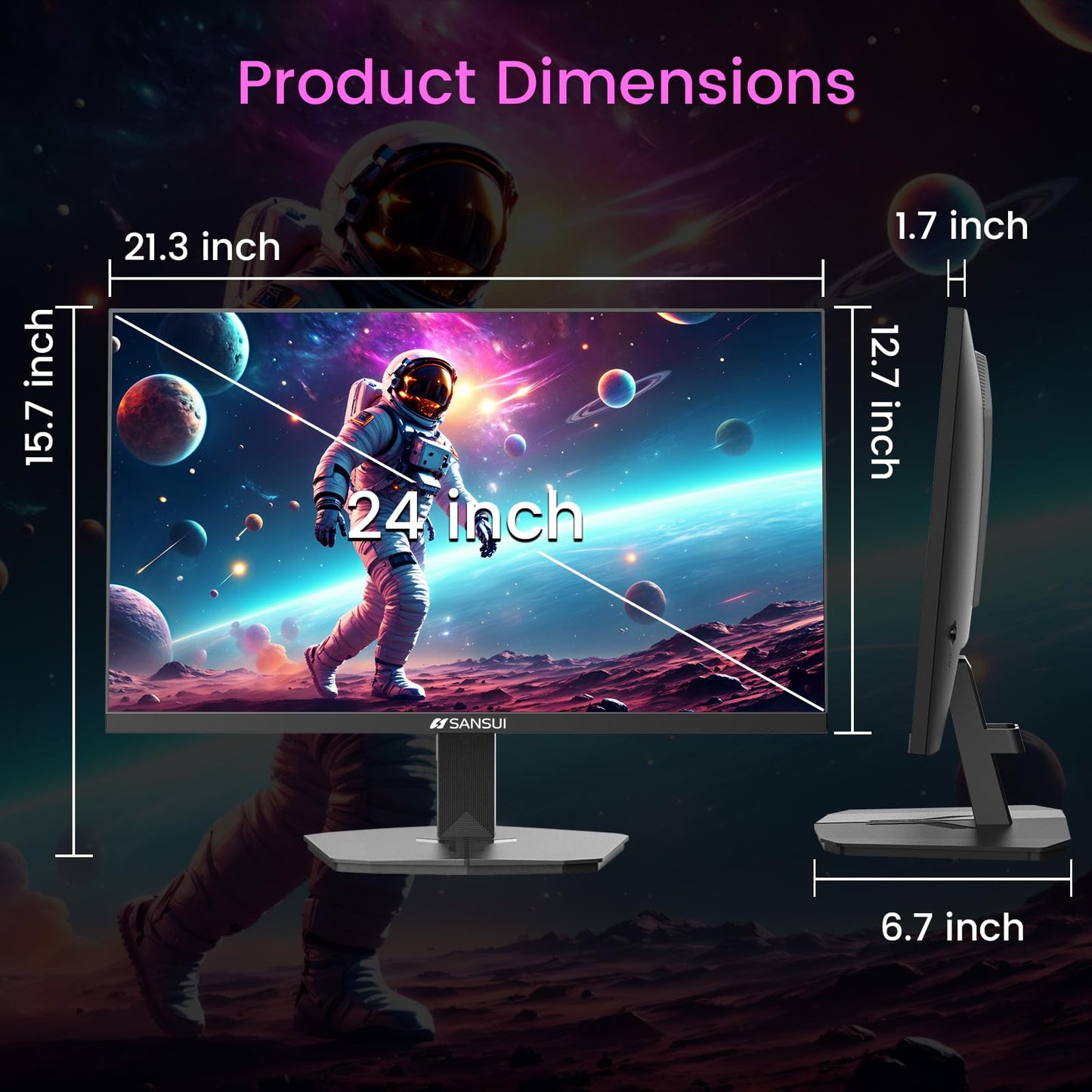 SANSUI 34 Inch 240Hz Ultrawide Curved Gaming Monitor UWQHD 3440×1440, 21:9 2K Curved Monitor 1500R,HDR400,Fast VA, PIP/PBP,AI Crosshair,AIPQ(Visual Enhance),MPRT 1ms,HDMI2.1 * 2,DP1.4 * 2
