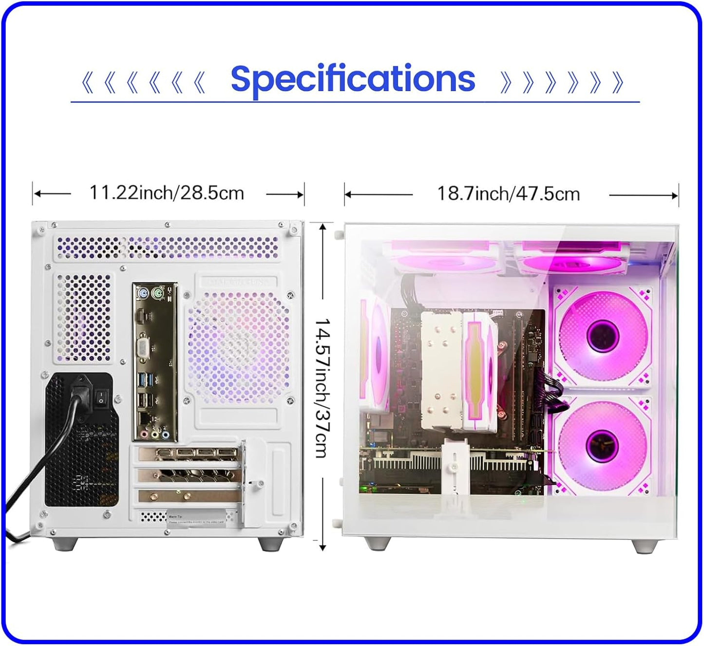 suevery Prebuilt Gaming PC Desktop, Ryzen 7 5700X (8-Core/16-Thread, Up to 4.6GHz), RTX 3050 6GB, 16GB DDR4 RAM, 512GB NVMe SSD, WiFi6, 4K Editing Streaming VR,High End Computer Tower White