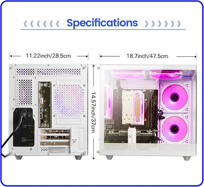 suevery Prebuilt Gaming PC Desktop, Ryzen 7 5700X (8-Core/16-Thread, Up to 4.6GHz), RTX 3050 6GB, 16GB DDR4 RAM, 512GB NVMe SSD, WiFi6, 4K Editing Streaming VR,High End Computer Tower White