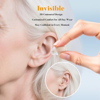 Rechargeable Hearing Aids for Seniors - Compact In-the-Ear Hearing Amplifiers with Adaptive Noise Reduction & Easy Controls | Long-Lasting Battery Discreet Invisible Design for Adults & Elderly