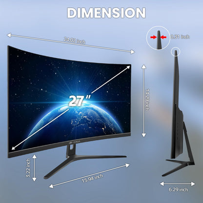 CRUA 45" Curved Gaming Monitor, 240Hz DQHD 5120×1440 UltraWide 32:9 VA Screen Computer Monitors, 120% sRGB,1500R, AMD FreeSync Compatible, Built-in Speakers, HDMI 2.1 & DP 1.4, Wall Mountable – Black