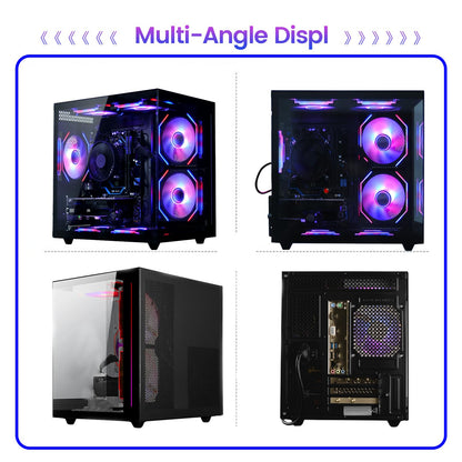 suevery Prebuilt Gaming PC Desktop, Ryzen 7 5700X (8-Core/16-Thread, Up to 4.6GHz), RTX 3050 6GB, 16GB DDR4 RAM, 512GB NVMe SSD, WiFi6, 4K Editing Streaming VR,High End Computer Tower White
