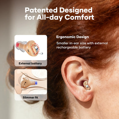 Nova Hearing Aids for Seniors Adults: Superior Sound Quality - Smart Noise Cancelling - No Feedback - 1.5Hrs Charging for 100Hrs Working - Come with Anti-Lost Lanyard - Over-the-Counter