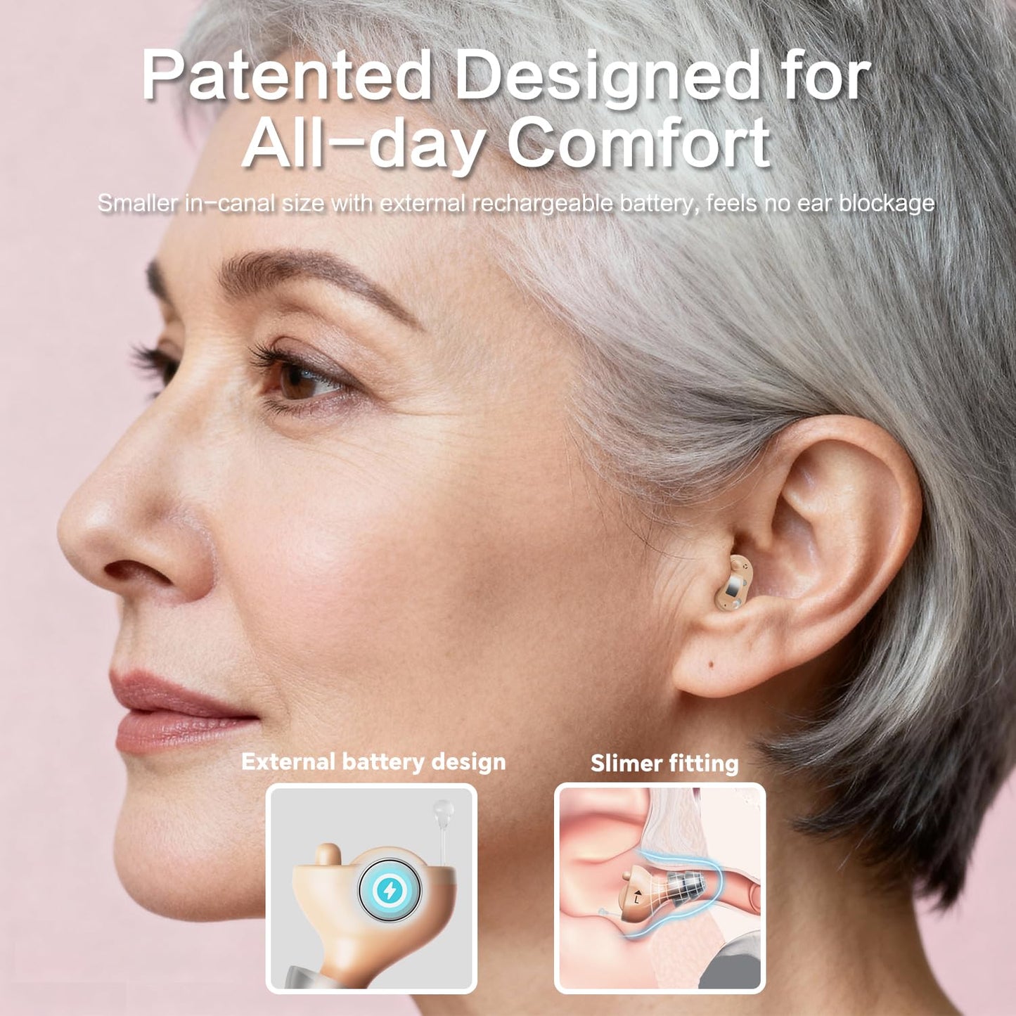 Nova Hearing Aids for Seniors Adults: Superior Sound Quality - Smart Noise Cancelling - No Feedback - 1.5Hrs Charging for 100Hrs Working - Come with Anti-Lost Lanyard - Over-the-Counter