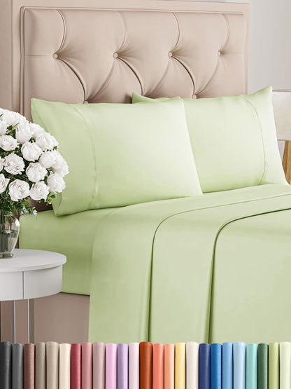 Queen 6 Piece Sheet Set - Cooling Sheets for Hot Sleepers - Hotel Luxury Bedding Set with 8-16 Inch Deep Pockets - 1 Flat & 1 Fitted & 4 Pillowcases - Ultra Soft, Easy Care and Wrinkle Free - White