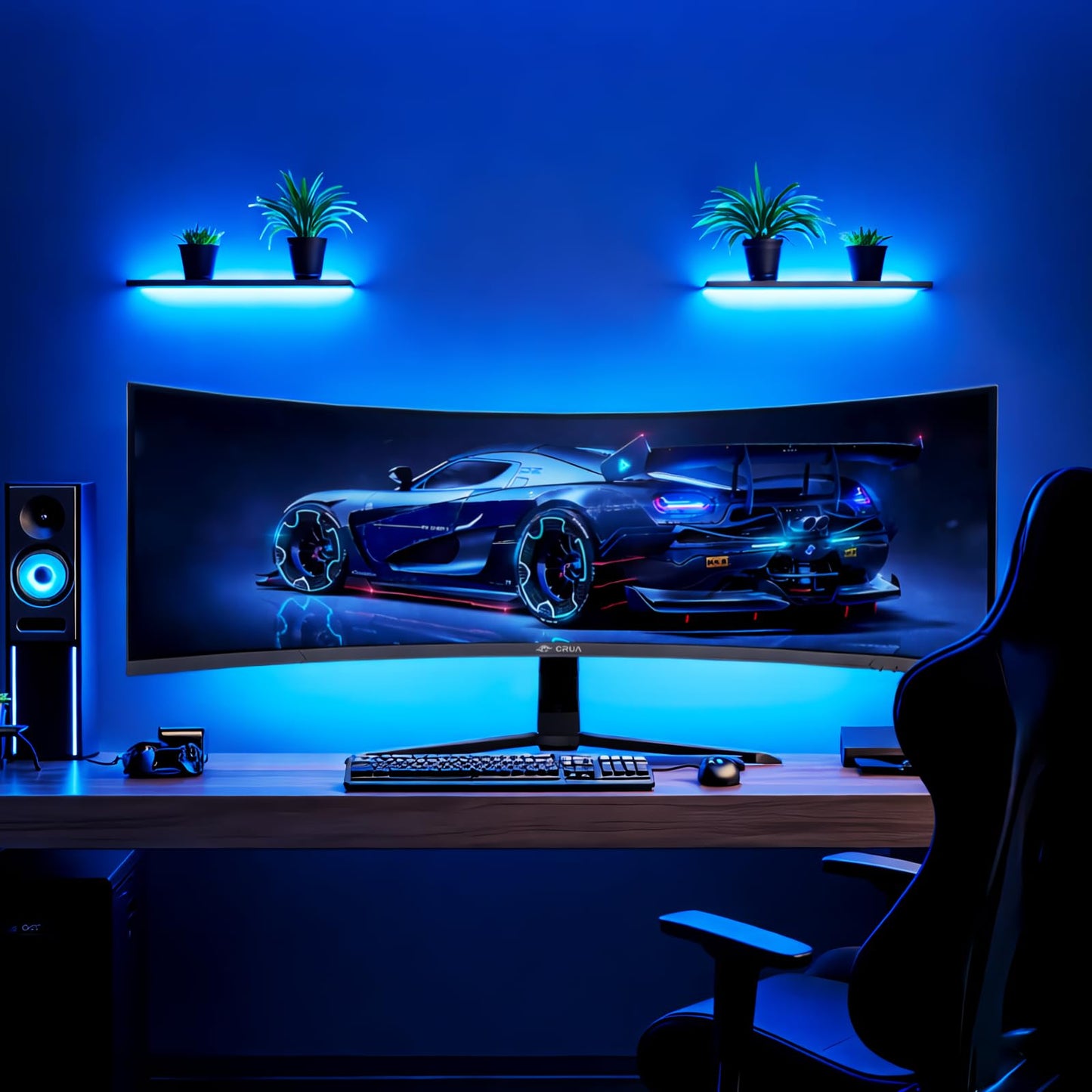 CRUA 45" Curved Gaming Monitor, 240Hz DQHD 5120×1440 UltraWide 32:9 VA Screen Computer Monitors, 120% sRGB,1500R, AMD FreeSync Compatible, Built-in Speakers, HDMI 2.1 & DP 1.4, Wall Mountable – Black
