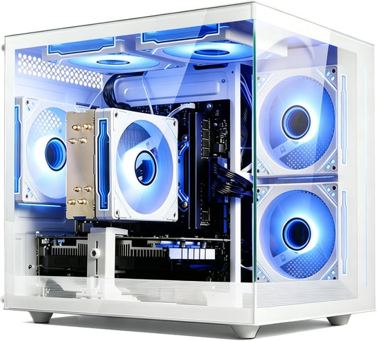 suevery Prebuilt Gaming PC Desktop, Ryzen 7 5700X (8-Core/16-Thread, Up to 4.6GHz), RTX 3050 6GB, 16GB DDR4 RAM, 512GB NVMe SSD, WiFi6, 4K Editing Streaming VR,High End Computer Tower White