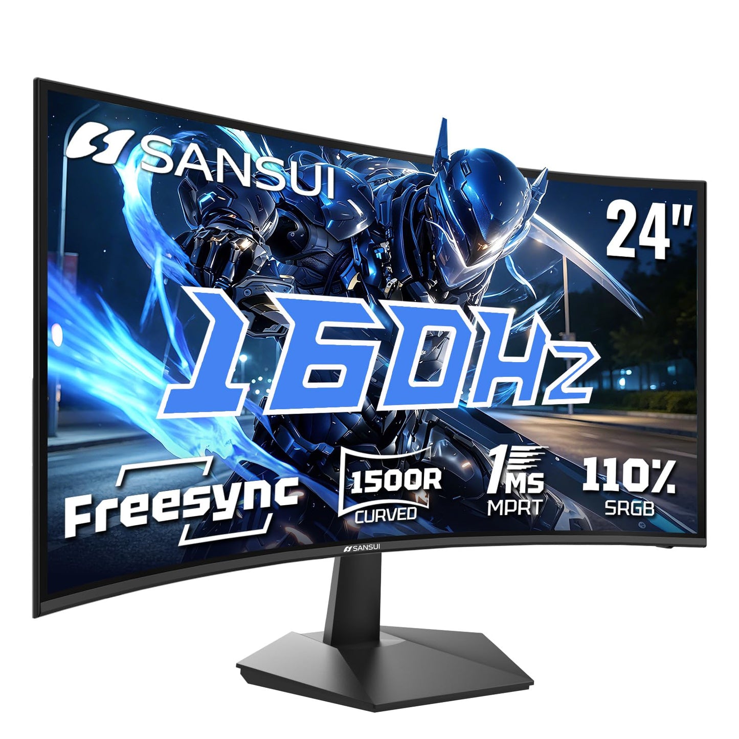 SANSUI 34 Inch 240Hz Ultrawide Curved Gaming Monitor UWQHD 3440×1440, 21:9 2K Curved Monitor 1500R,HDR400,Fast VA, PIP/PBP,AI Crosshair,AIPQ(Visual Enhance),MPRT 1ms,HDMI2.1 * 2,DP1.4 * 2