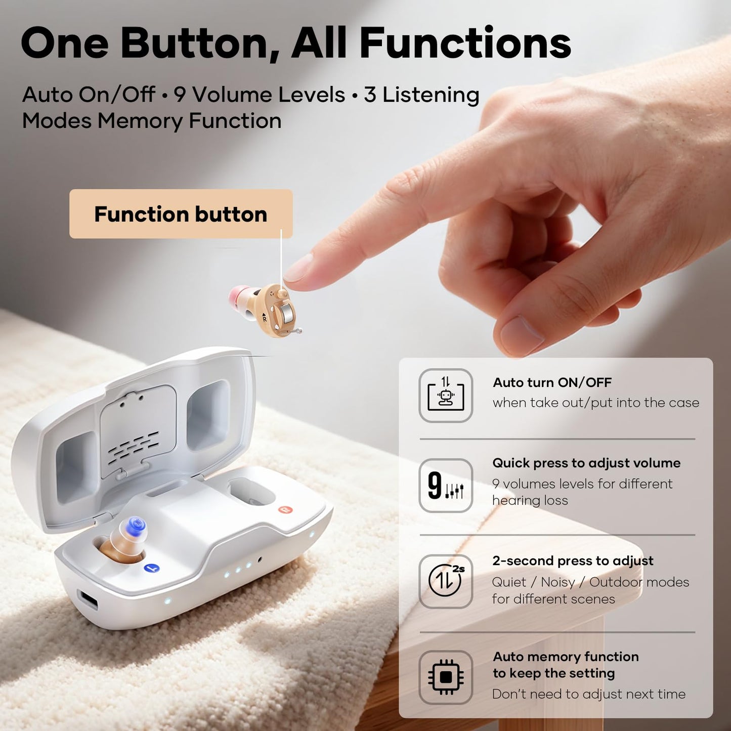 Nova Hearing Aids for Seniors Adults: Superior Sound Quality - Smart Noise Cancelling - No Feedback - 1.5Hrs Charging for 100Hrs Working - Come with Anti-Lost Lanyard - Over-the-Counter