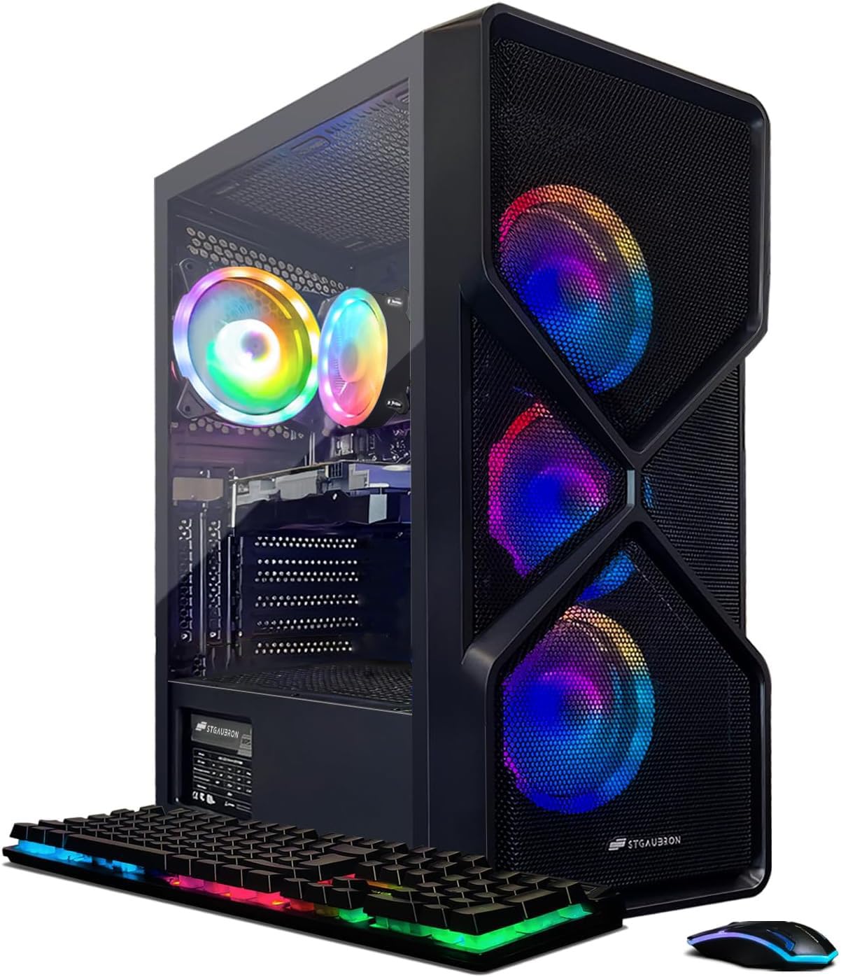 STGAubron Gaming PC Computer Desktop, Intel Core i7 8th Gen up to 4.1G, GeForce RTX 3050 6G, 16G DDR4, 512G SSD, WiFi 6, BT 5.2, RGB Fan x4, Windows 11 Home