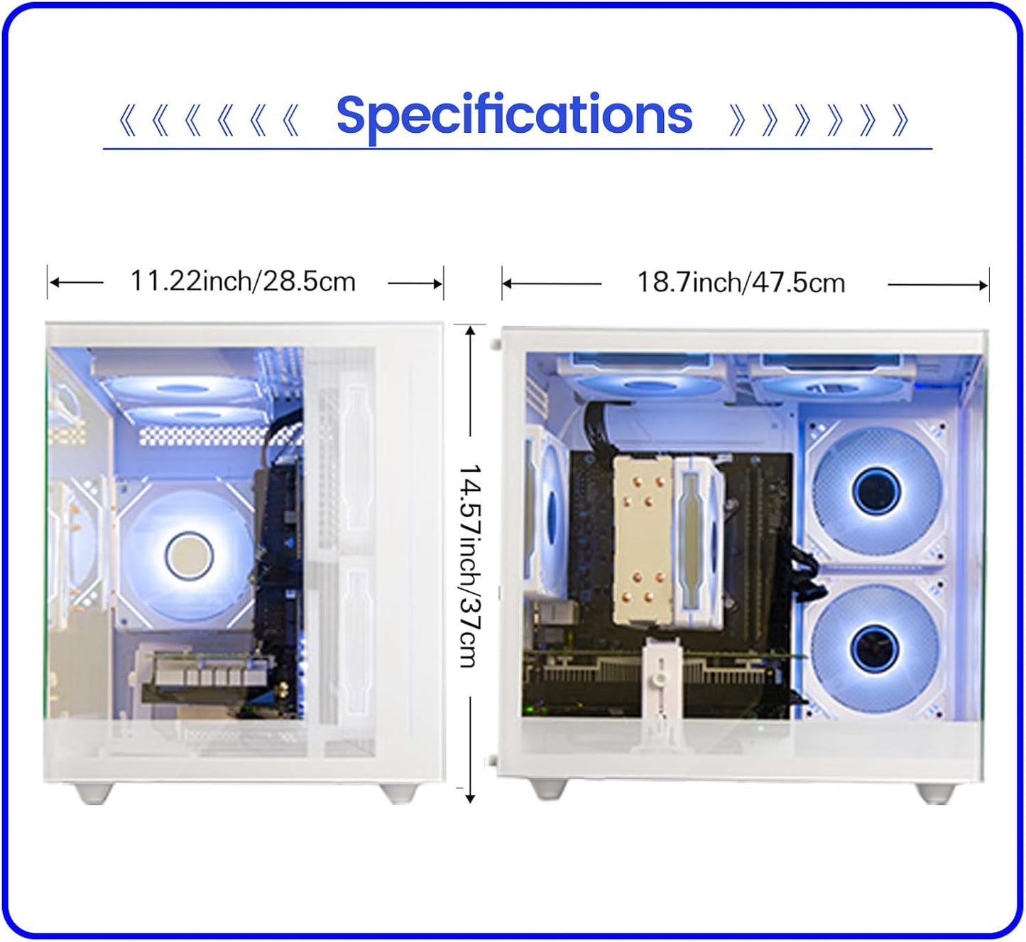 suevery Prebuilt Gaming PC Desktop, Ryzen 7 5700X (8-Core/16-Thread, Up to 4.6GHz), RTX 3050 6GB, 16GB DDR4 RAM, 512GB NVMe SSD, WiFi6, 4K Editing Streaming VR,High End Computer Tower White